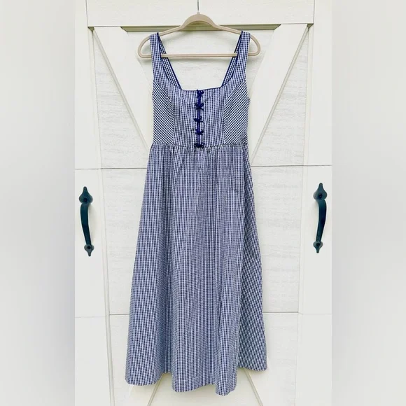 Caroline Constas | Dresses | Caroline Constas Blue Gingham Peasant Dress